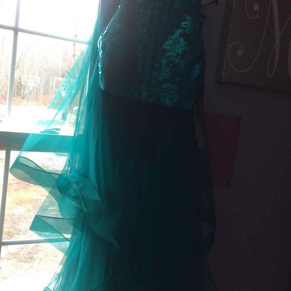 2 piece teal prom dress!